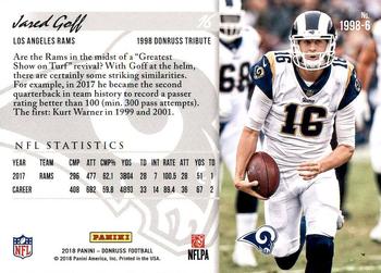 2018 Donruss - 1998 Tribute #1998-6 Jared Goff Back