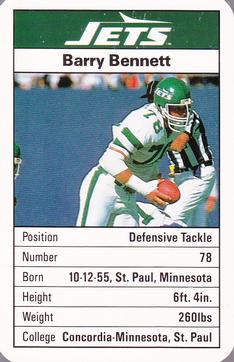 1987 Ace Fact Pack New York Jets #3 Barry Bennett Front