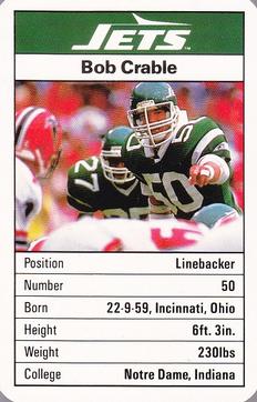 1987 Ace Fact Pack New York Jets #6 Bob Crable Front