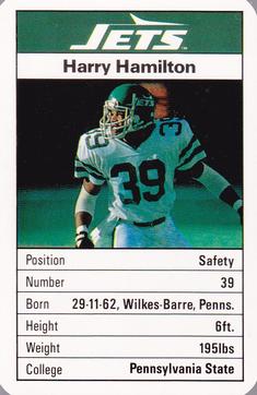 1987 Ace Fact Pack New York Jets #9 Harry Hamilton Front