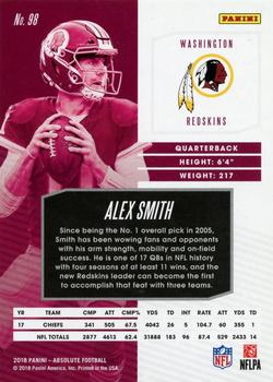 2018 Panini Absolute - Spectrum Red #98 Alex Smith Back