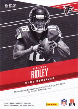 2018 Panini Absolute - Newcomers #NC-CR Calvin Ridley Back