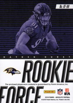 2018 Panini Absolute - Rookie Force #RF-HH Hayden Hurst Back