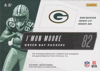 2018 Panini Absolute - Rookie Premiere Material Autos Five #182 J'Mon Moore Back