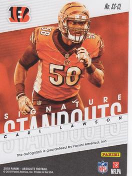 2018 Panini Absolute - Signature Standouts Spectrum Blue #SS-CL Carl Lawson Back