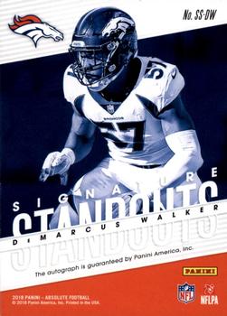 2018 Panini Absolute - Signature Standouts Spectrum Blue #SS-DW DeMarcus Walker Back