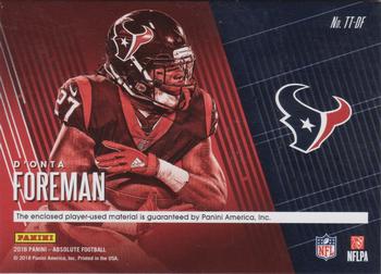 2018 Panini Absolute - Tools of the Trade Triple #TT-DF D'Onta Foreman Back