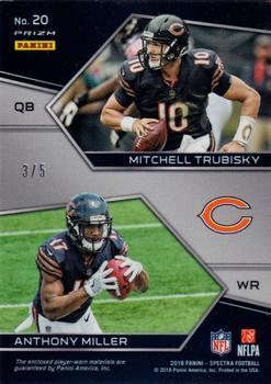 2018 Panini Spectra - Synced Swatches Neon Orange #20 Anthony Miller / Mitchell Trubisky Back