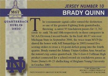 2003-09 TK Legacy Notre Dame Fighting Irish #M67 Brady Quinn Back