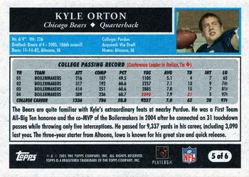2005 Topps Chicago Bears National Convention #5 Kyle Orton Back