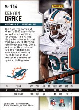 2018 Panini Playoff #114 Kenyan Drake Back