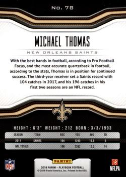 2018 Panini Playbook #78 Michael Thomas Back