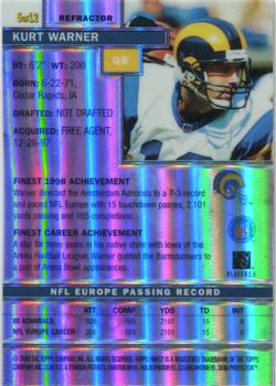 1999 Finest - Super Bowl Promos Refractors #5 Kurt Warner Back