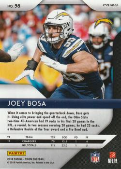 2018 Panini Prizm - Prizm Green #98 Joey Bosa Back