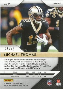 2018 Panini Prizm - Prizm Purple Power #65 Michael Thomas Back