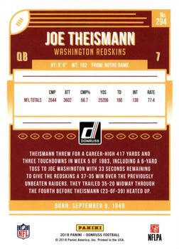 2018 Donruss - Press Proof Bronze #294 Joe Theismann Back