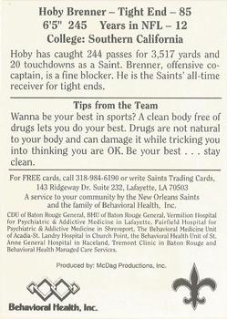 1992 McDag New Orleans Saints #NNO Hoby Brenner Back