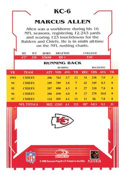 2006 Donruss Thanksgiving Classics Kansas City Chiefs #KC-6 Marcus Allen Back