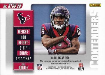 2018 Panini Contenders - Rookie Ticket Swatches Variation #RTSV-28 Keke Coutee Back