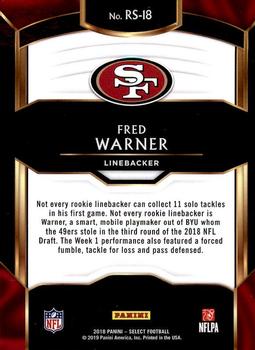 2018 Panini Select - Rookie Selections #RS-18 Fred Warner Back