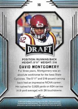 2019 Leaf Draft - Gold #16 David Montgomery Back