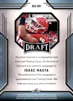 2019 Leaf Draft - Autographs #BA-IN1 Isaac Nauta Back