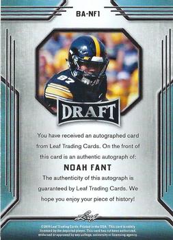 2019 Leaf Draft - Autographs Gold #BA-NF1 Noah Fant Back