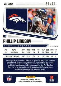 2018 Panini Honors - Score Update Rookies Artist's Proof #461 Phillip Lindsay Back