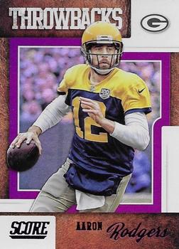 2019 Score - Throwbacks Purple #T-3 Aaron Rodgers Front