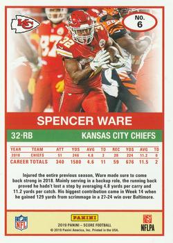 2019 Score - Gem Masters #6 Spencer Ware Back