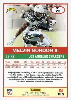 2019 Score - Gold Zone #23 Melvin Gordon III Back