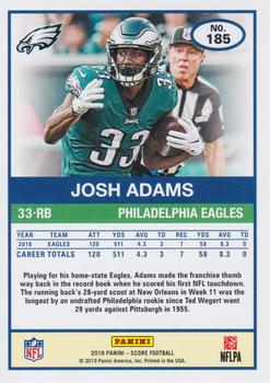 2019 Score - Green #185 Josh Adams Back