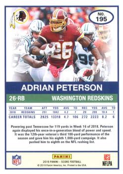 2019 Score - Purple #195 Adrian Peterson Back