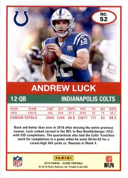 2019 Score - Scorecard #52 Andrew Luck Back