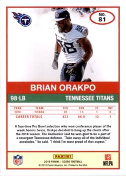 2019 Score - Scorecard #81 Brian Orakpo Back