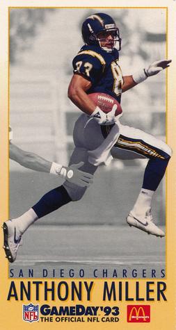 1993 GameDay McDonald's San Diego Chargers #16 Anthony Miller Front