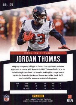 2019 Panini Prestige #64 Jordan Thomas Back