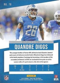 2019 Panini Prestige - Xtra Points Green #78 Quandre Diggs Back