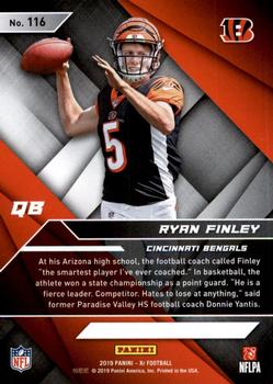 2019 Panini XR #116 Ryan Finley Back