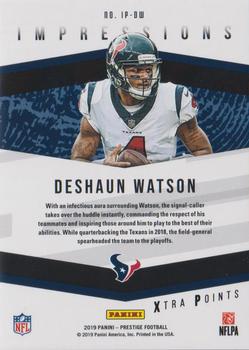 2019 Panini Prestige - Impressions Xtra Points Green #IP-DW Deshaun Watson Back