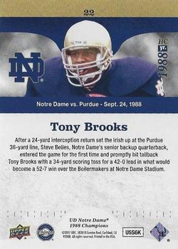 2017 Upper Deck Notre Dame 1988 Champions - Blue #22 Rice Connects with Brooks for Another TD Back