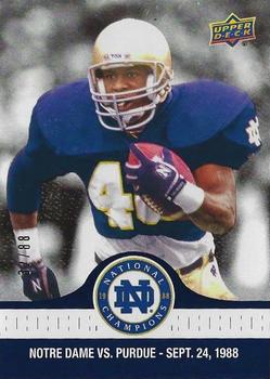 2017 Upper Deck Notre Dame 1988 Champions - Blue #22 Rice Connects with Brooks for Another TD Front
