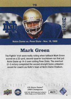 2017 Upper Deck Notre Dame 1988 Champions - Blue #76 Second Quarter TD for Green Back