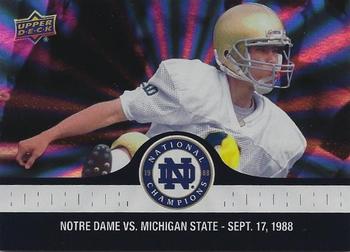 2017 Upper Deck Notre Dame 1988 Champions - Blue Pattern Rainbow #9 ND Offense Sets up the First FG Front