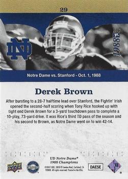 2017 Upper Deck Notre Dame 1988 Champions - Blue Pattern Rainbow #29 Derek Brown TD Makes it 35-7 Back