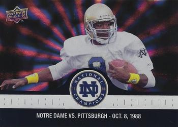 2017 Upper Deck Notre Dame 1988 Champions - Blue Pattern Rainbow #36 Tony Rice Ties it up 7-7 Front