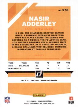 2019 Donruss - Jersey Number #278 Nasir Adderley Back