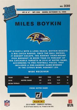 2019 Donruss - Press Proof Blue #330 Miles Boykin Back