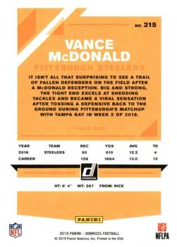 2019 Donruss - Press Proof Gold #215 Vance McDonald Back