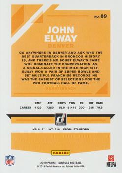 2019 Donruss - Press Proof Black #89 John Elway Back